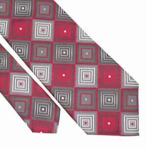 Pierre Cardin‎ Gray Red Geometric Woven Polyester Tie